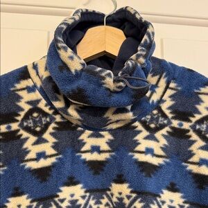 Blue and Cream Patterned Turtleneck Sweater